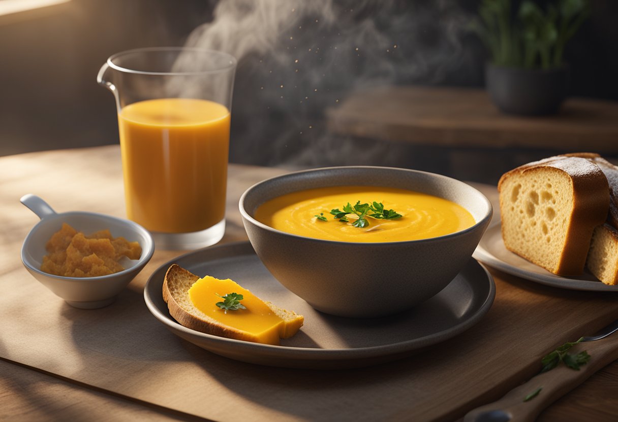 roasted butternut squash soup in a bowl