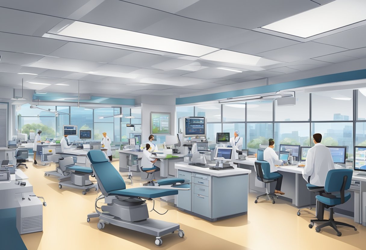 A digital illustration of a doctors lab