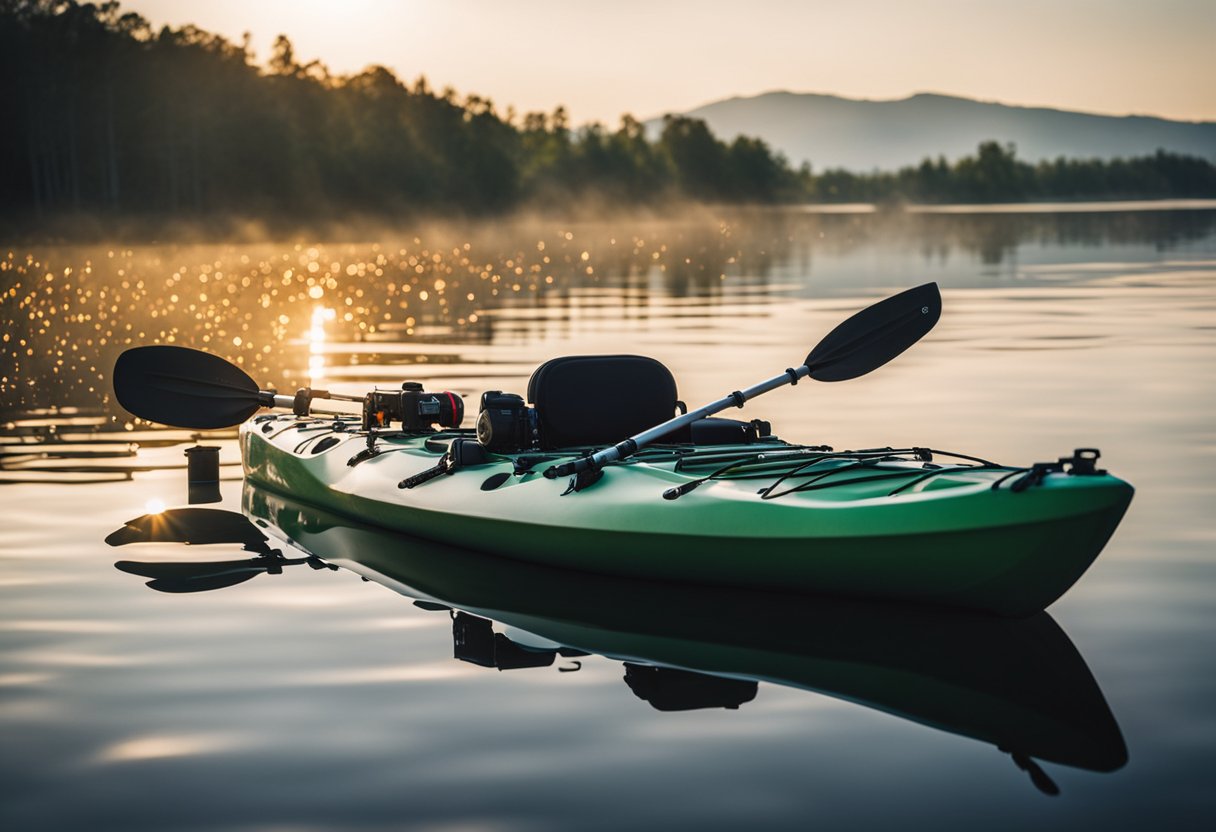 green kayak on a lake