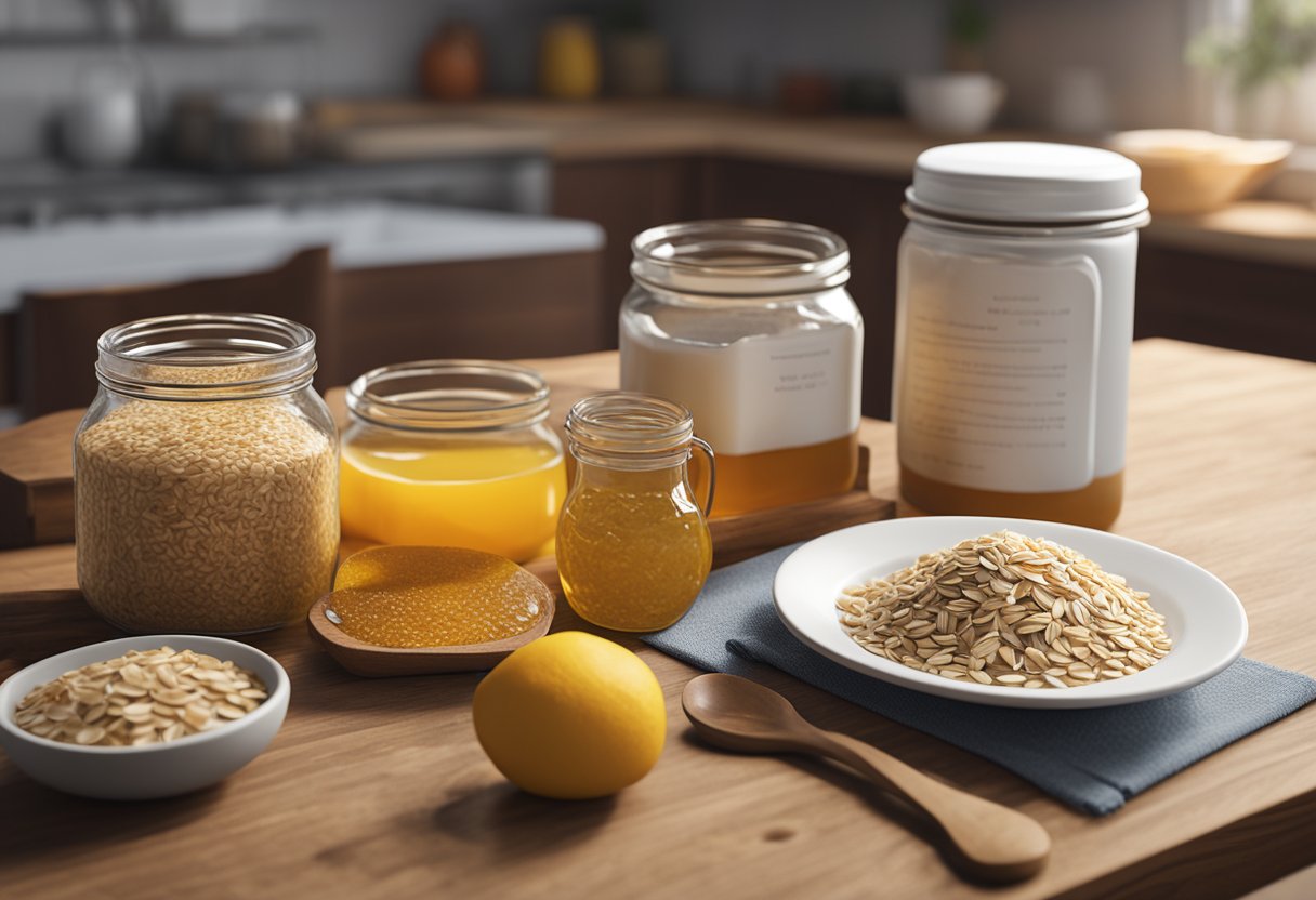 oats and honey in a jar and bowl