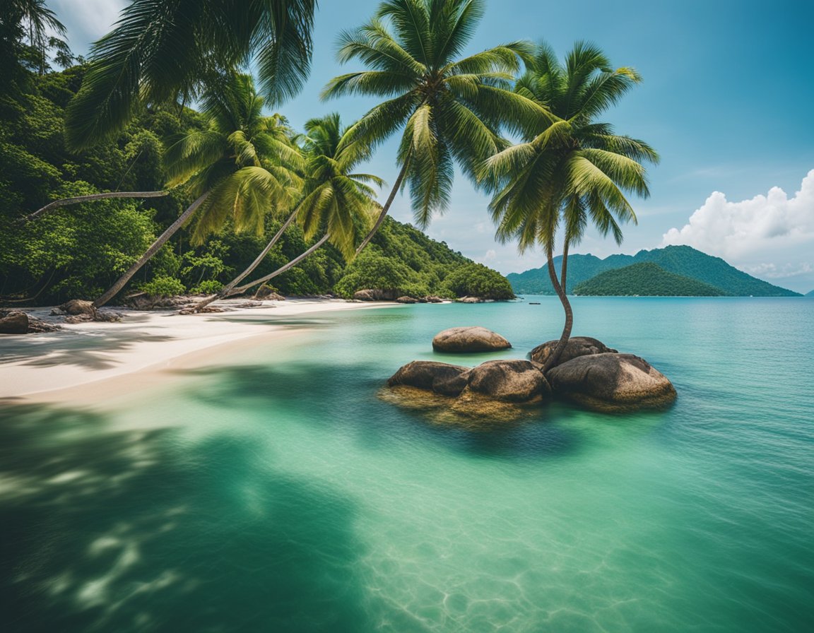 coconut trees in side of the beach