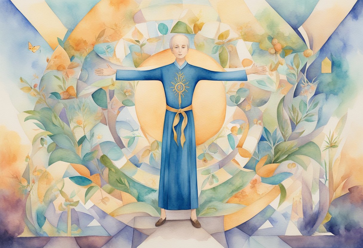 A digital watercolor of a spirituyal leader