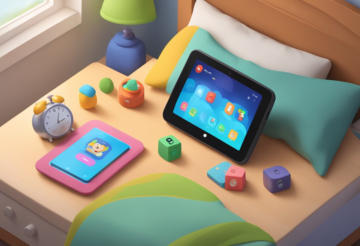 Tablet and Toys Of a Kid On a Bed ~ Position Is Everything