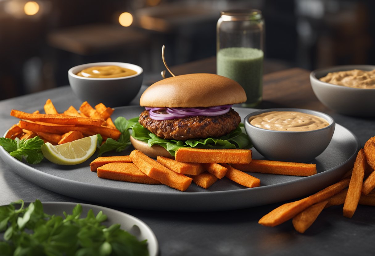 burger and fries on a plate