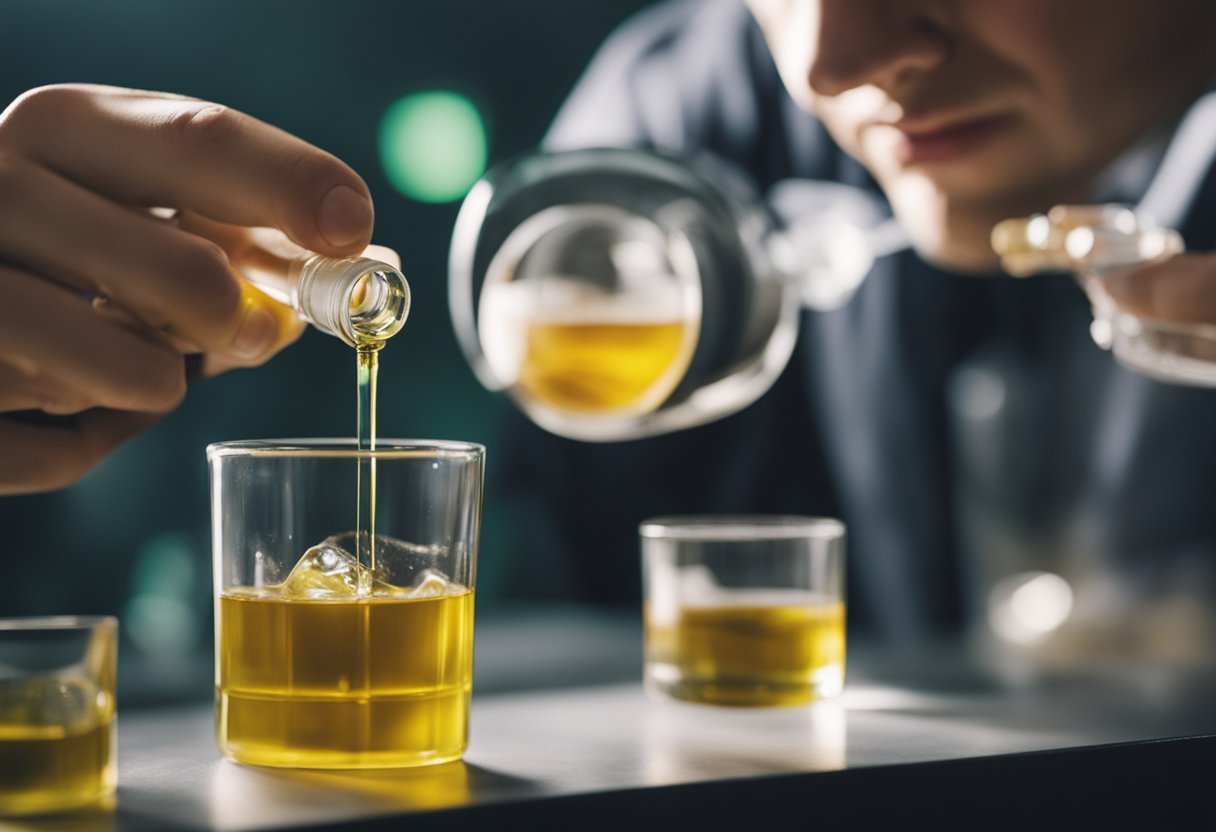 A man pouring liquid into a glass, creating a refreshing beverage.