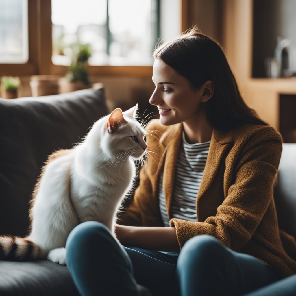 Cat Parent bonding with their cat