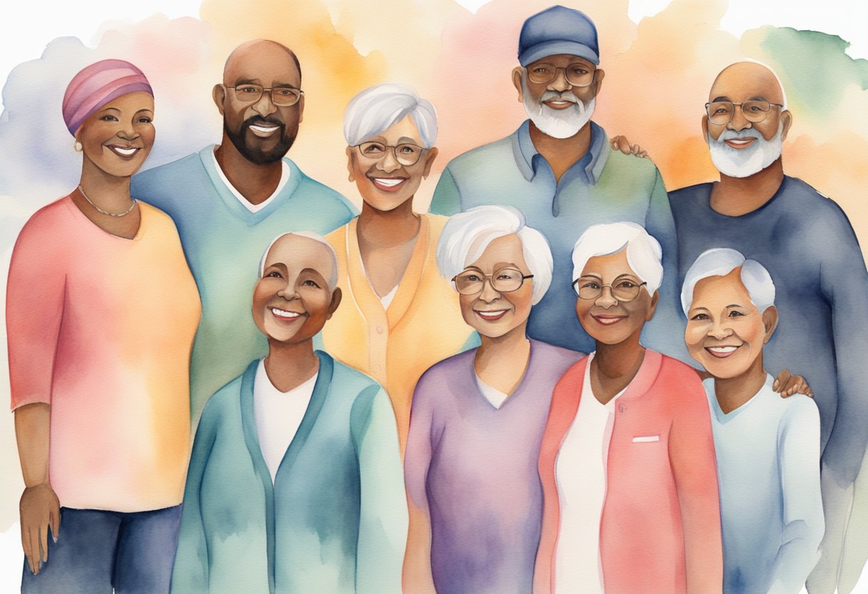 a digital watercolor of a support group