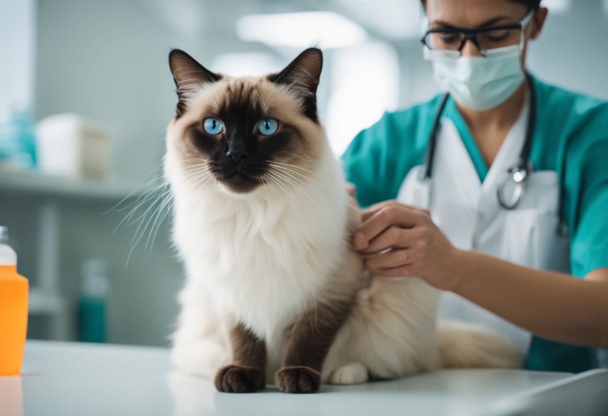 Birman cat at the veterinarian.