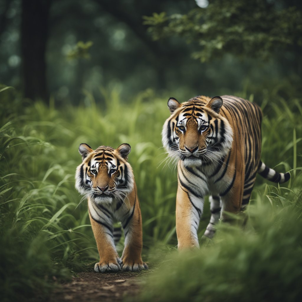 tiger with cub