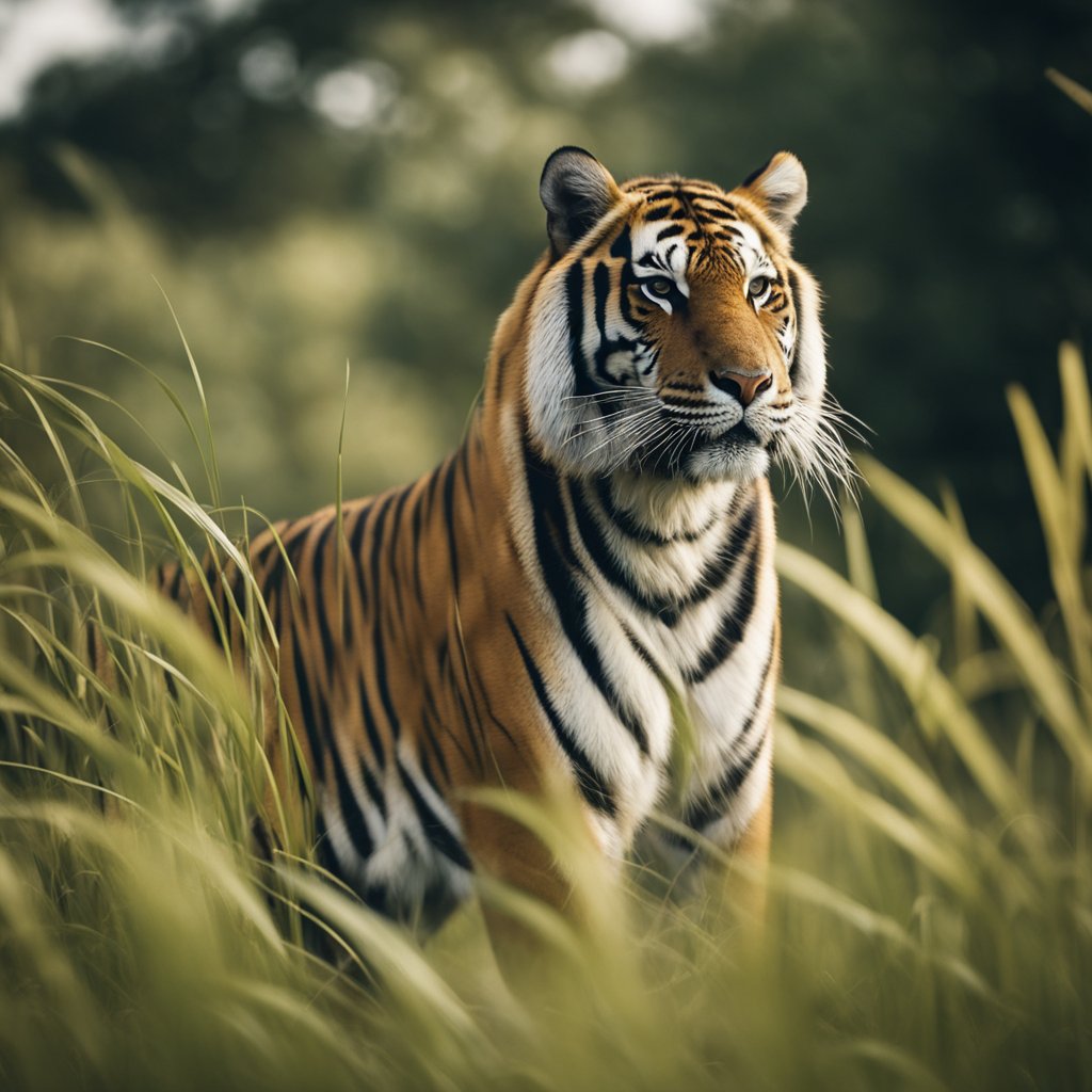 tiger looking forward. unique stripe patterns