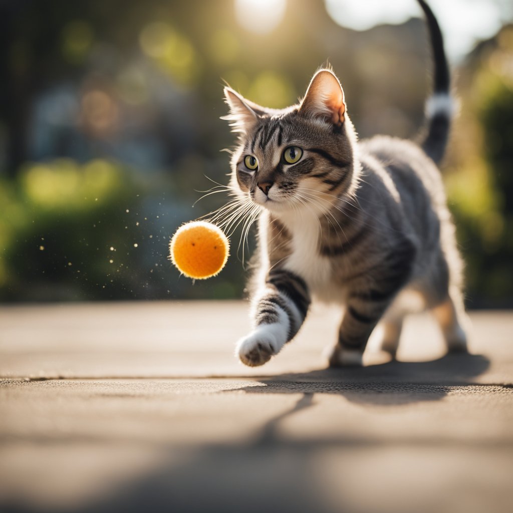 Cat clearance fetching ball