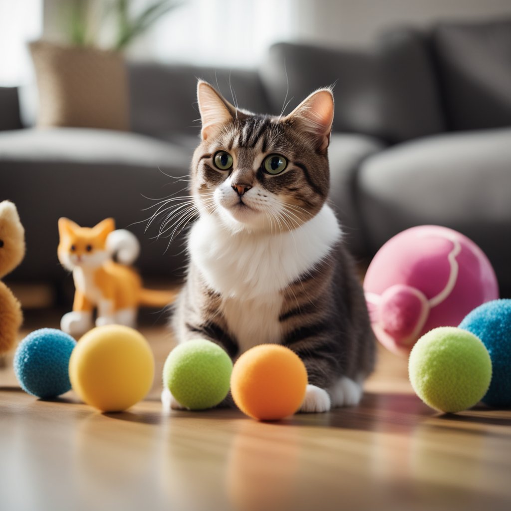 Cat fetching ball sale