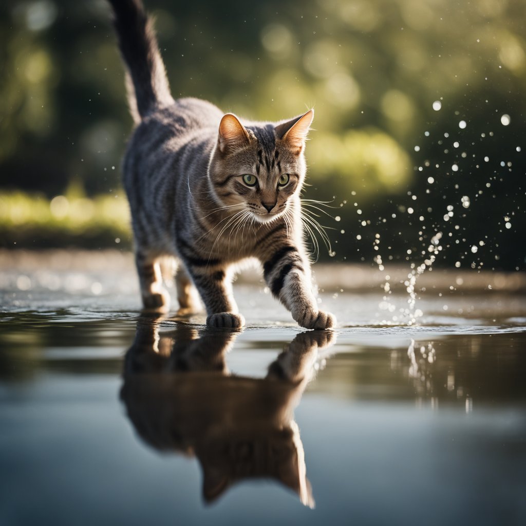 cat in puddle
