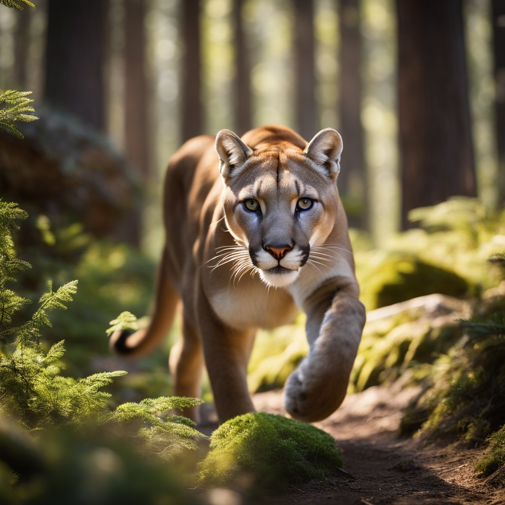 Mountain Lion in the woods AI