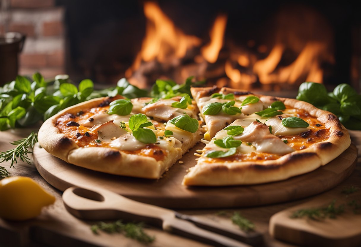 Pizza au poulet fumé