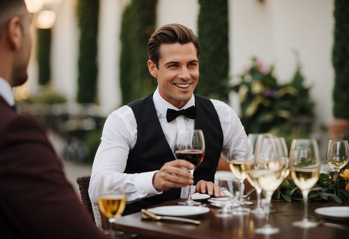 man drinking wine on a date