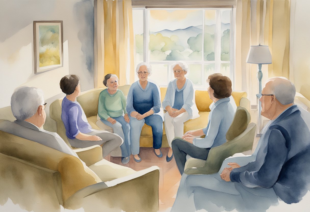 A digital watercolor of a cancer support group