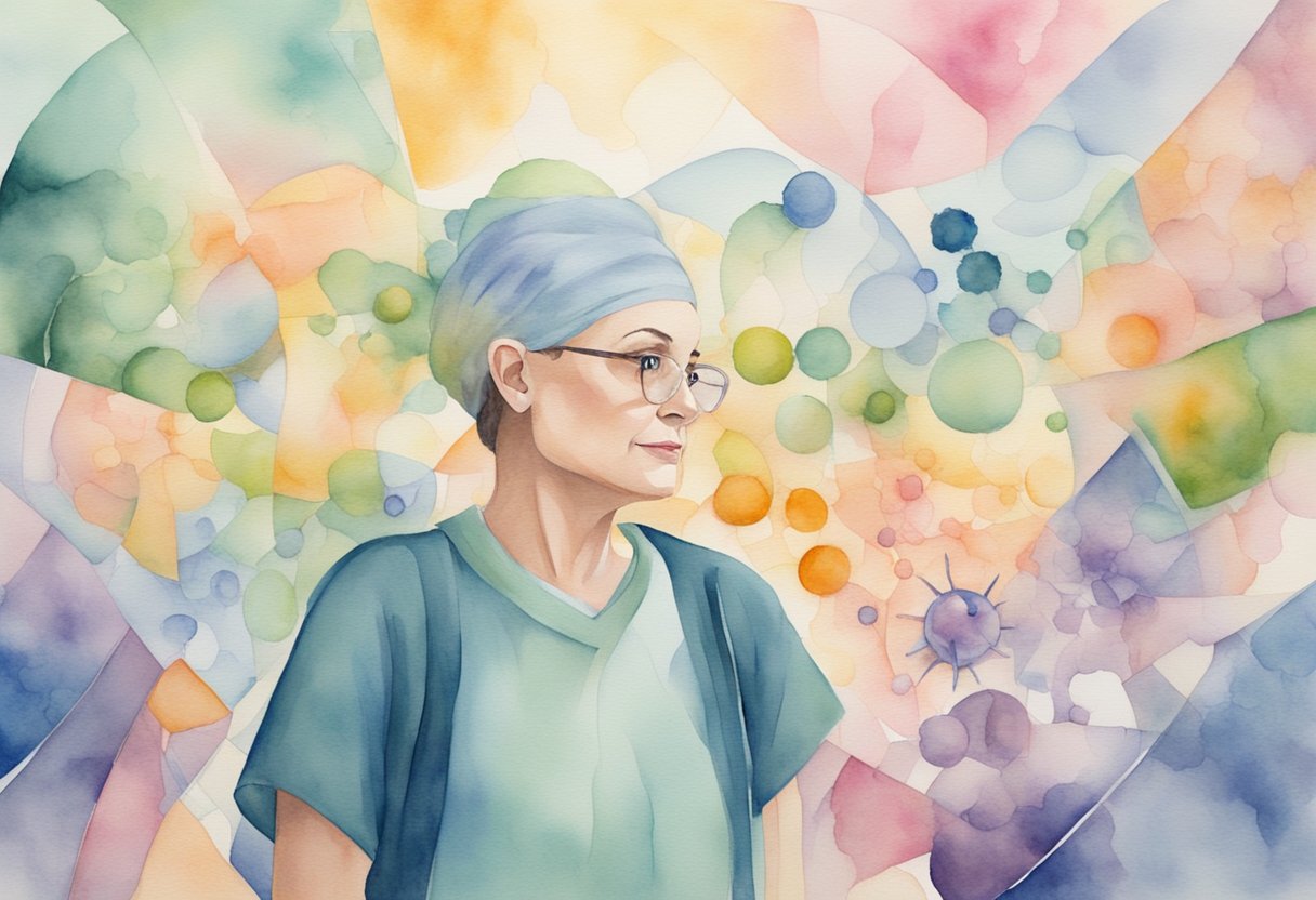 A digital water color of a woman cancer survivor