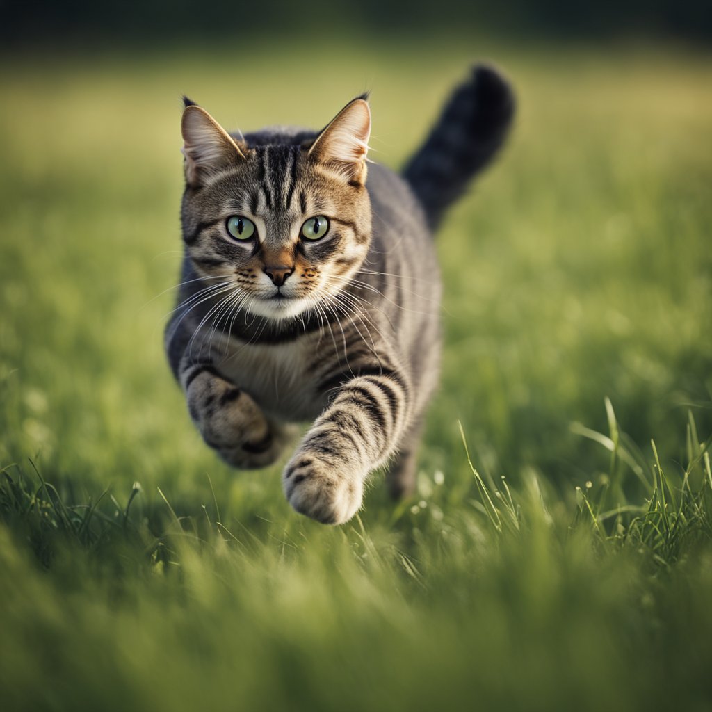 domestic cat on a run