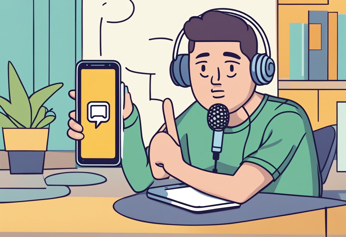 Man Showing His Cellphone On a Podcast ~ Position Is Everything