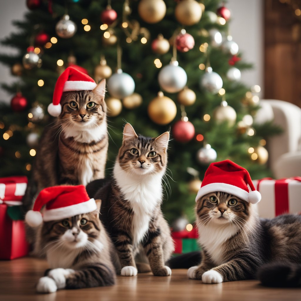 Cats wearing Santa Hats