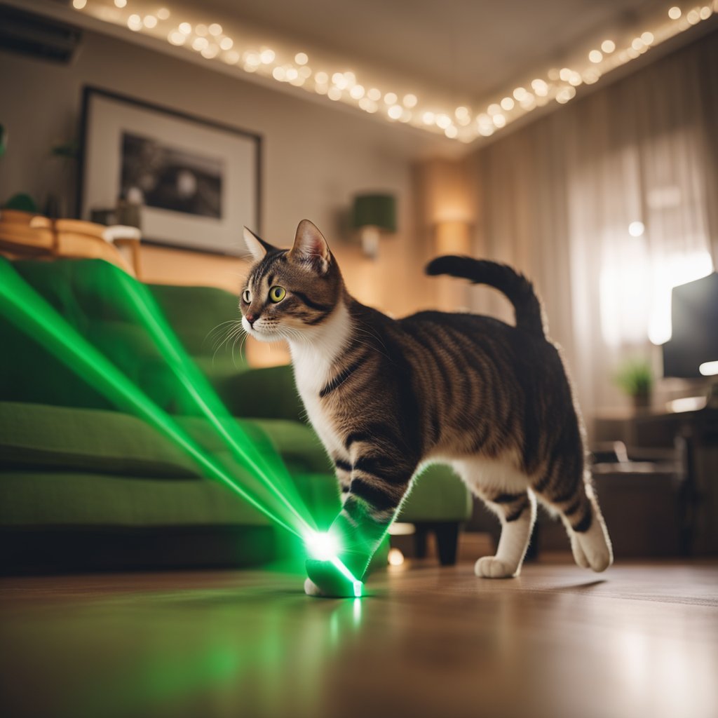 cat with laser toy