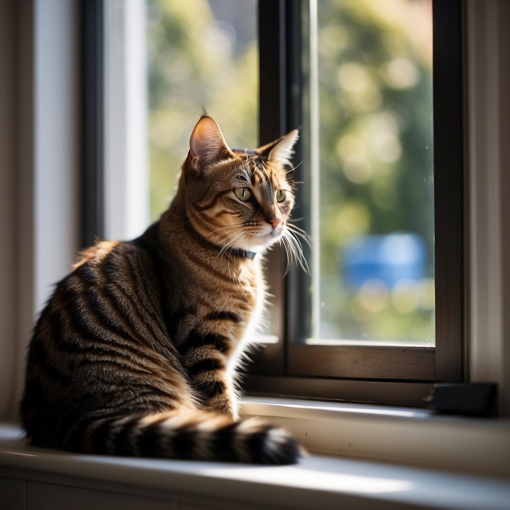 Tabby cat in window