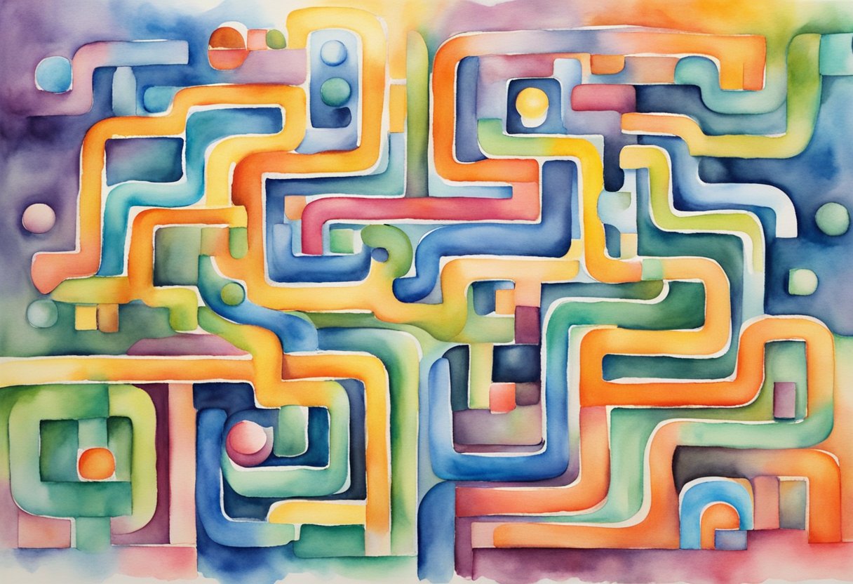 A digital watercolor of a maze