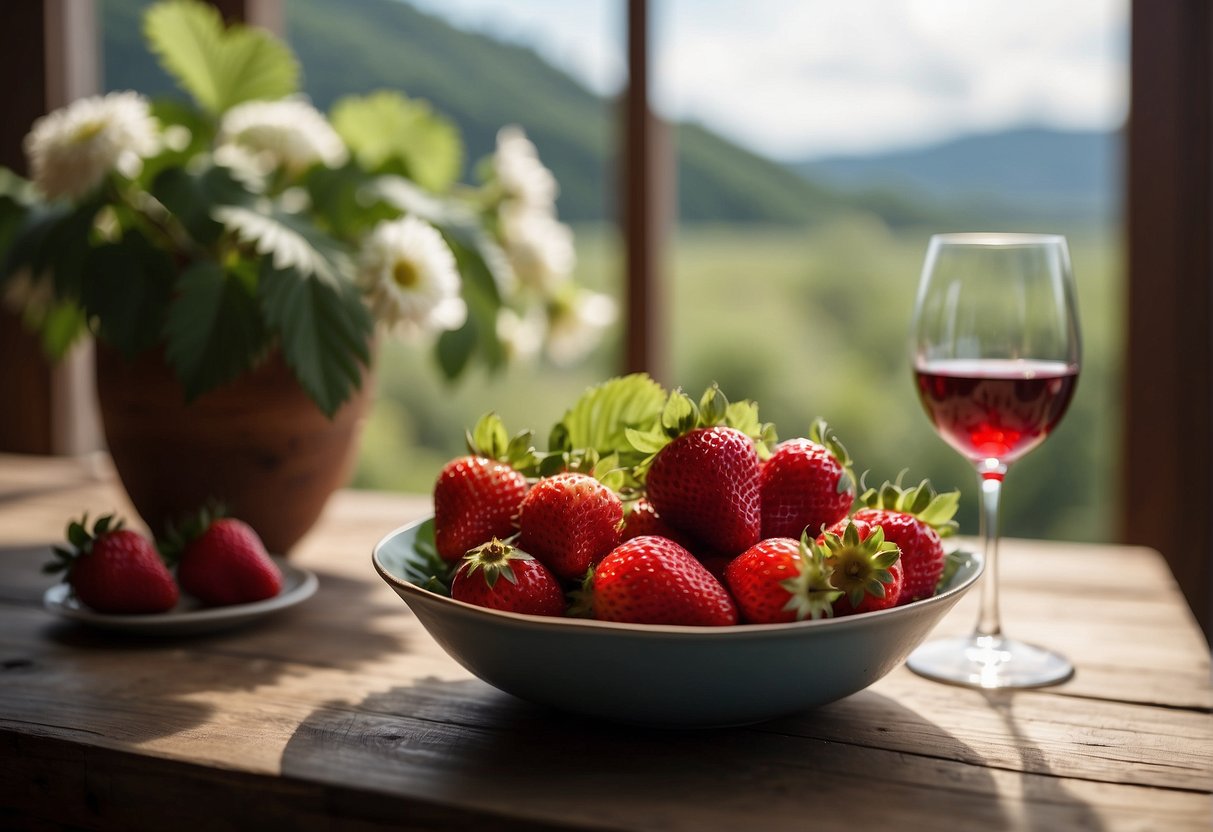 wine and strawberries