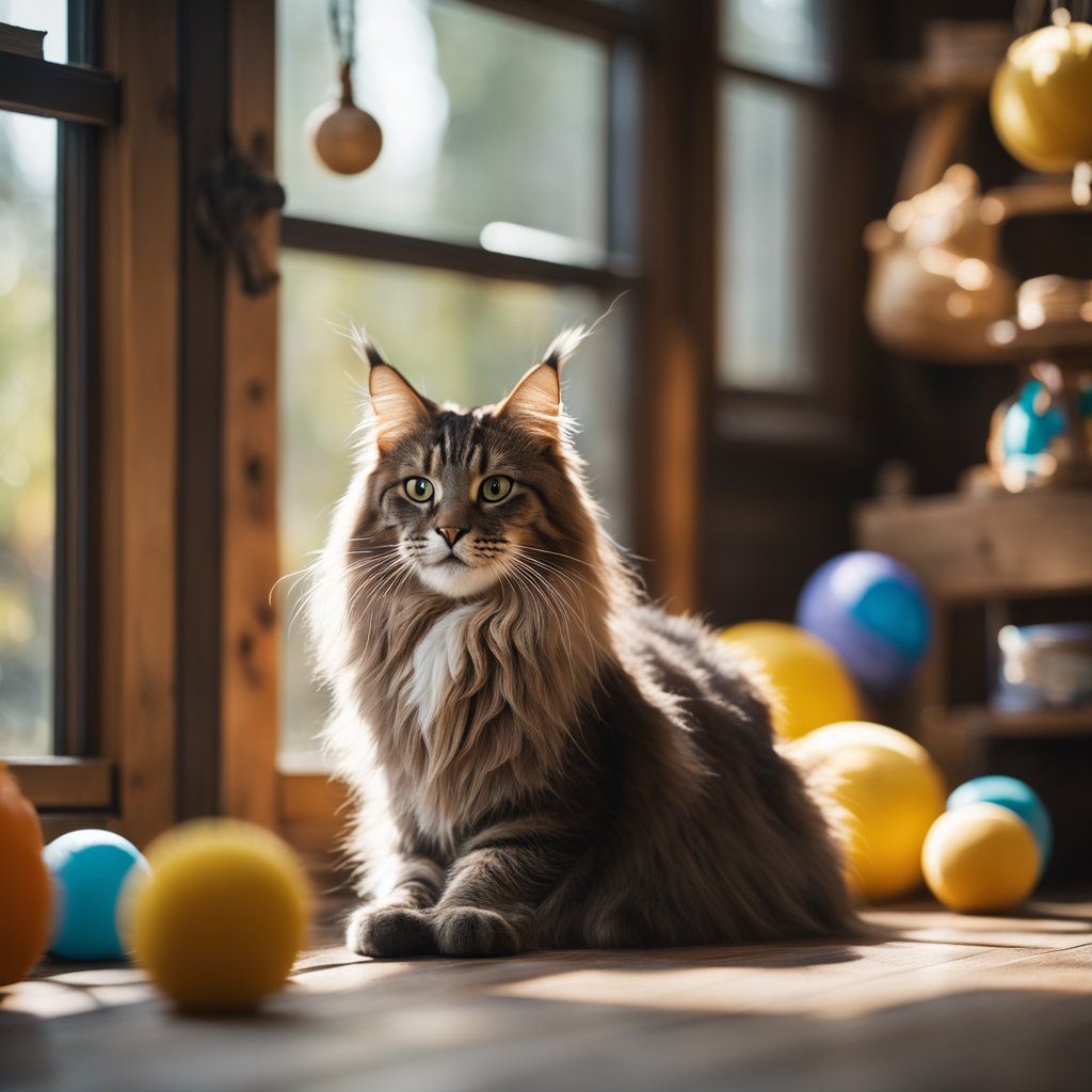 cat with toys