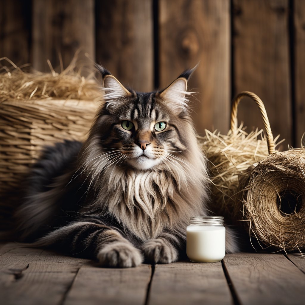 Maine Coon in barn