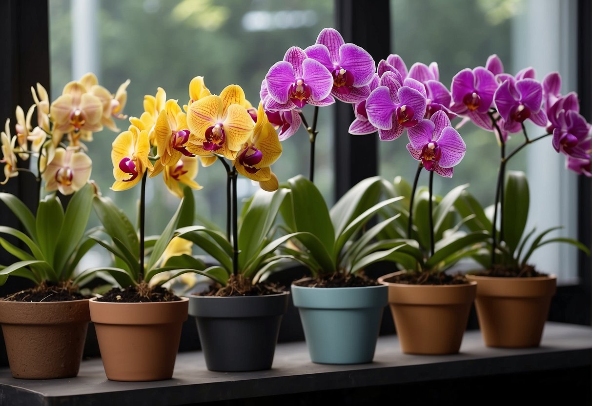 yellow and purple orchids