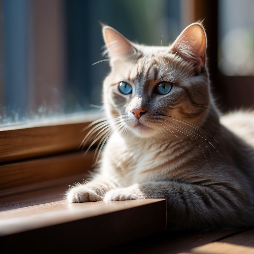 cat with blue eyes in window