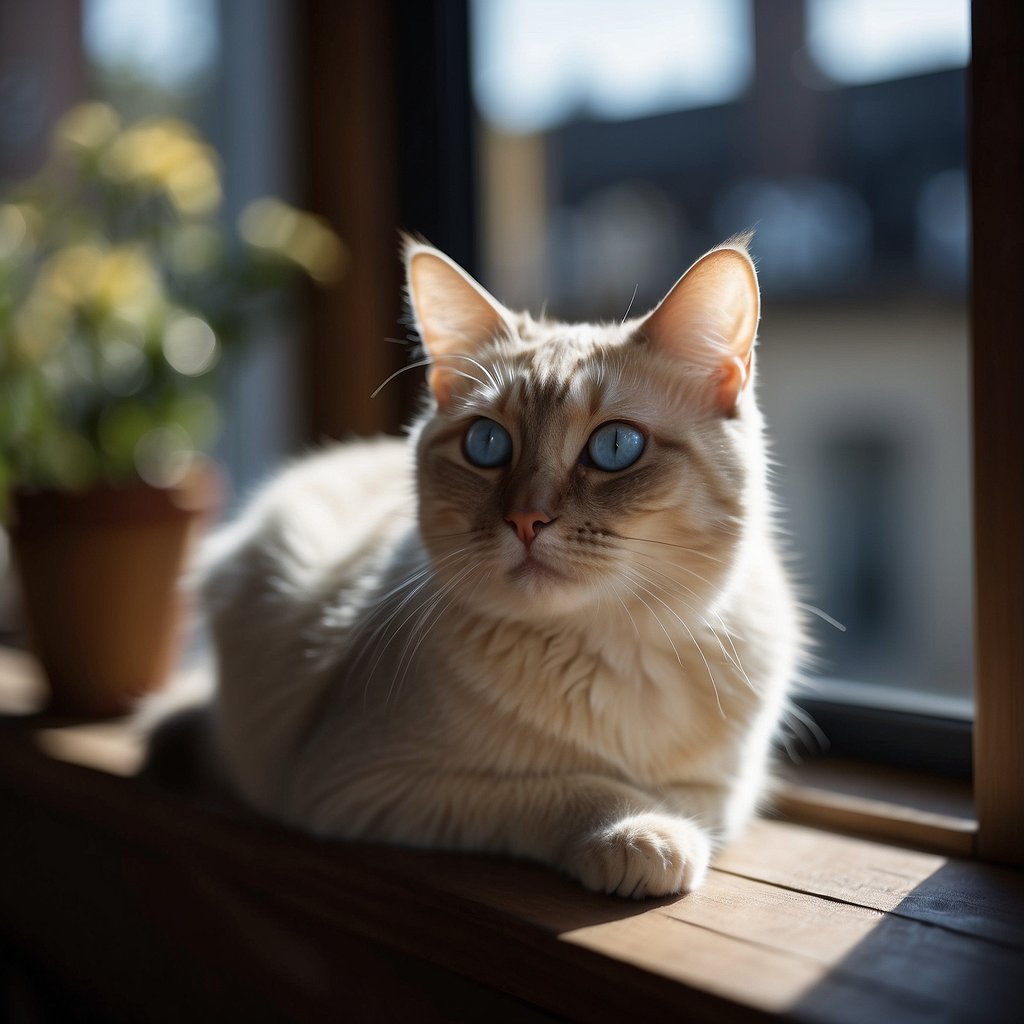 cat with blue eyes in window