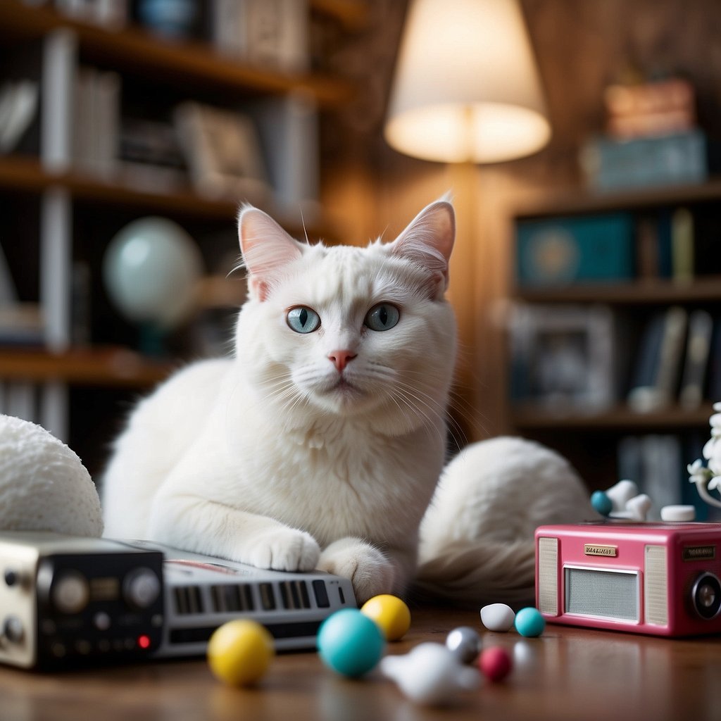 White cat with blue eyes