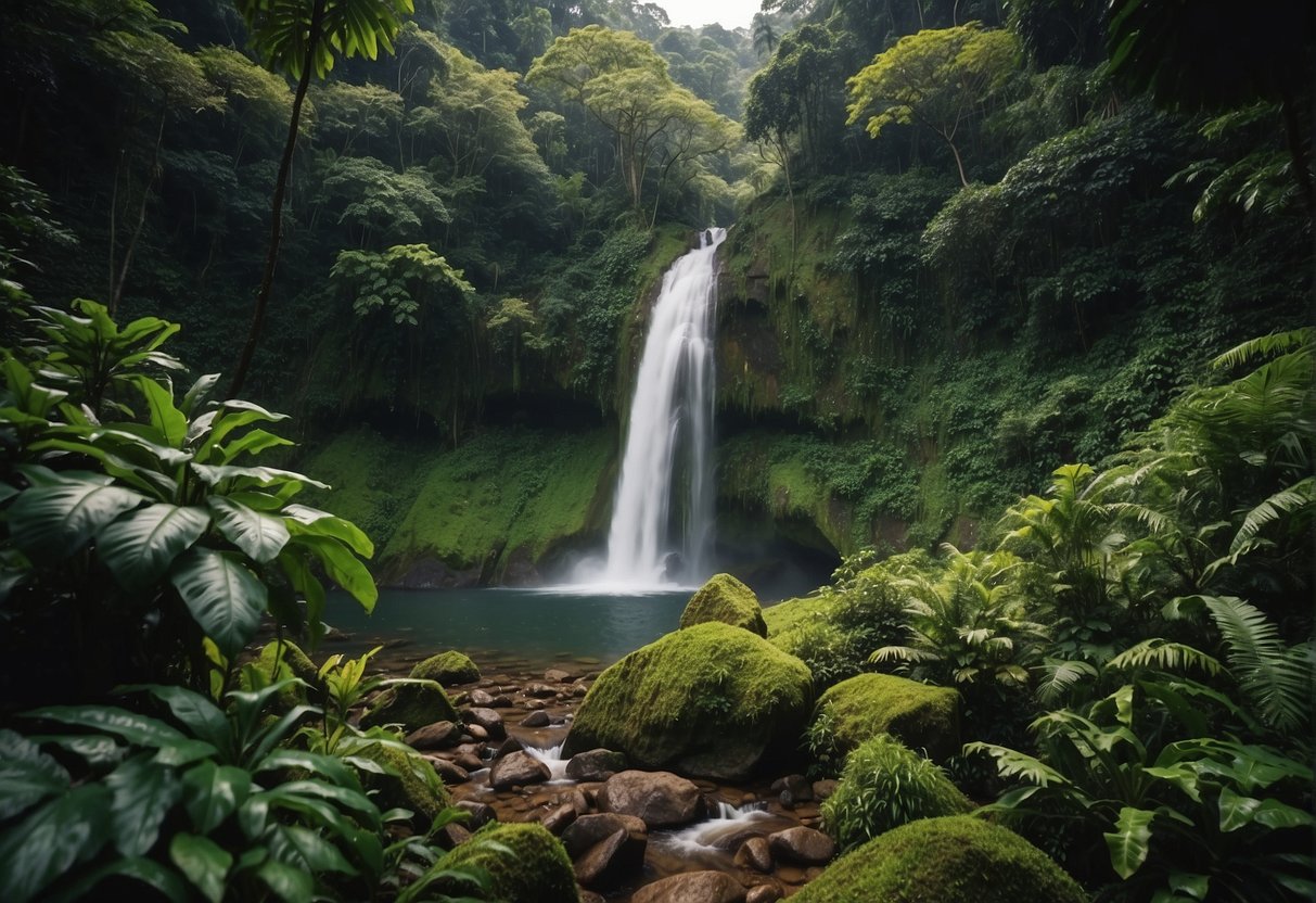 Jungle of Costa Rica with a waterfall