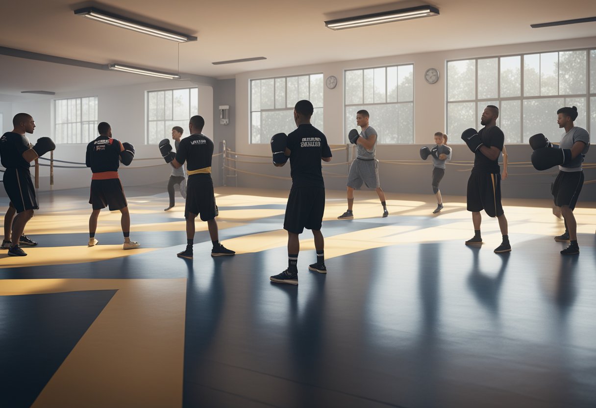 kickboxing class in a ring