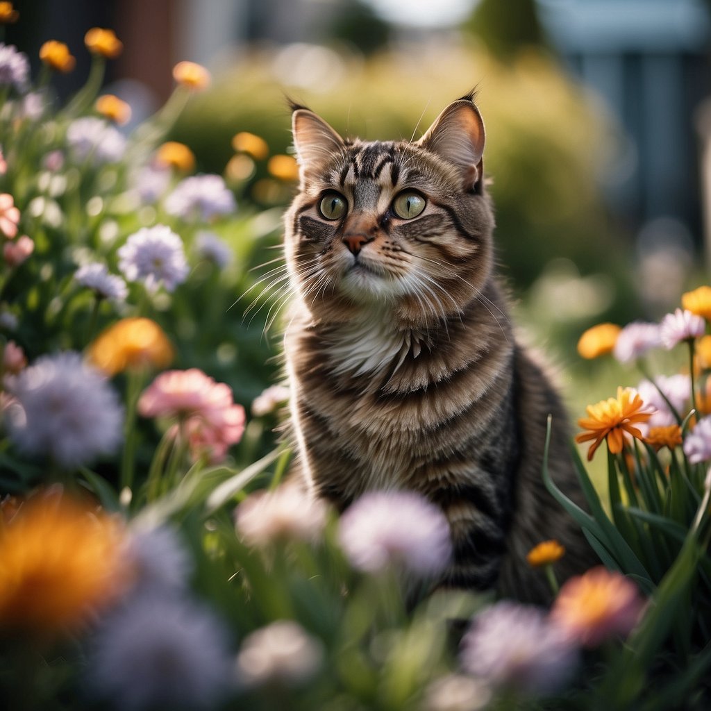 Cat in Spring garden