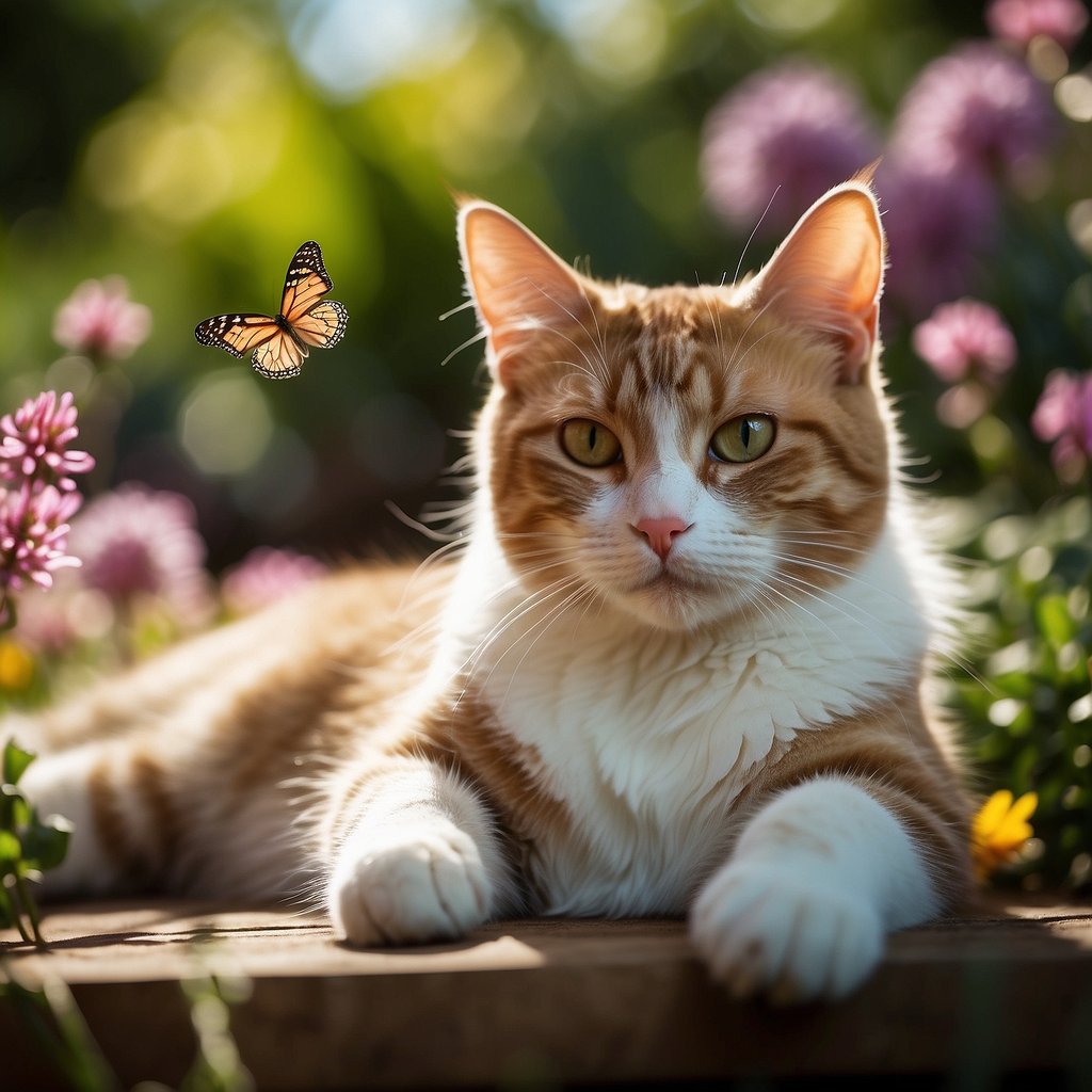 cat with butterfly in Spring