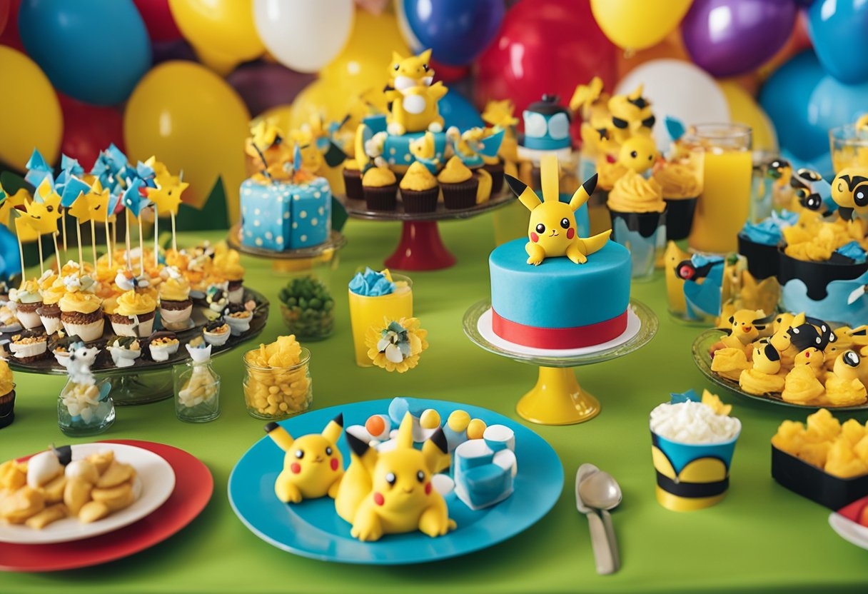 pokemon pikachu food table with sweets

