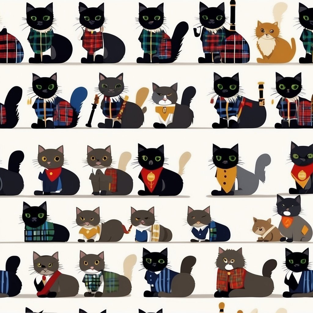 Fun Cats in Tartans