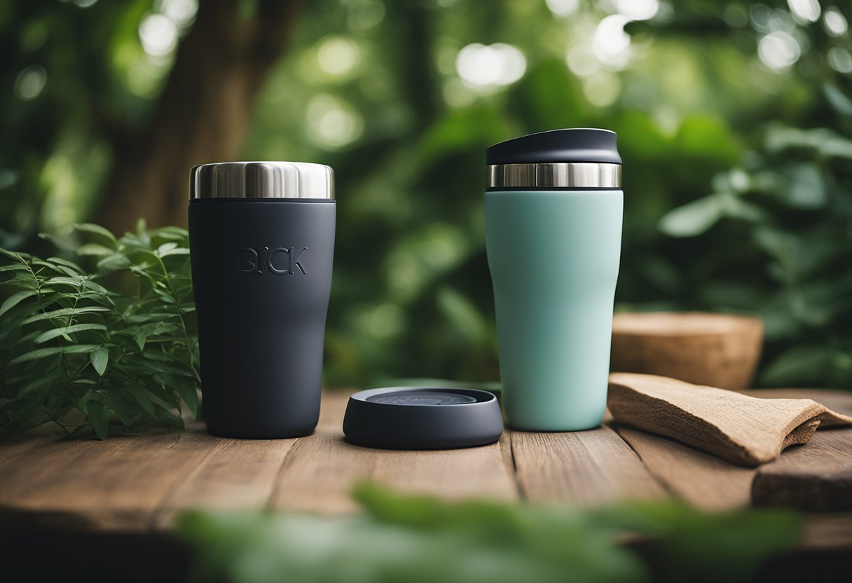 photo showing two eco-friendly travel mugs