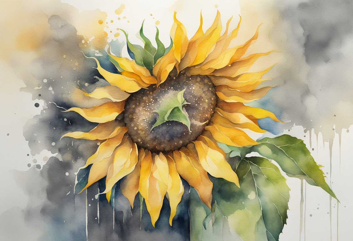 A digital watercolor of a sunflower