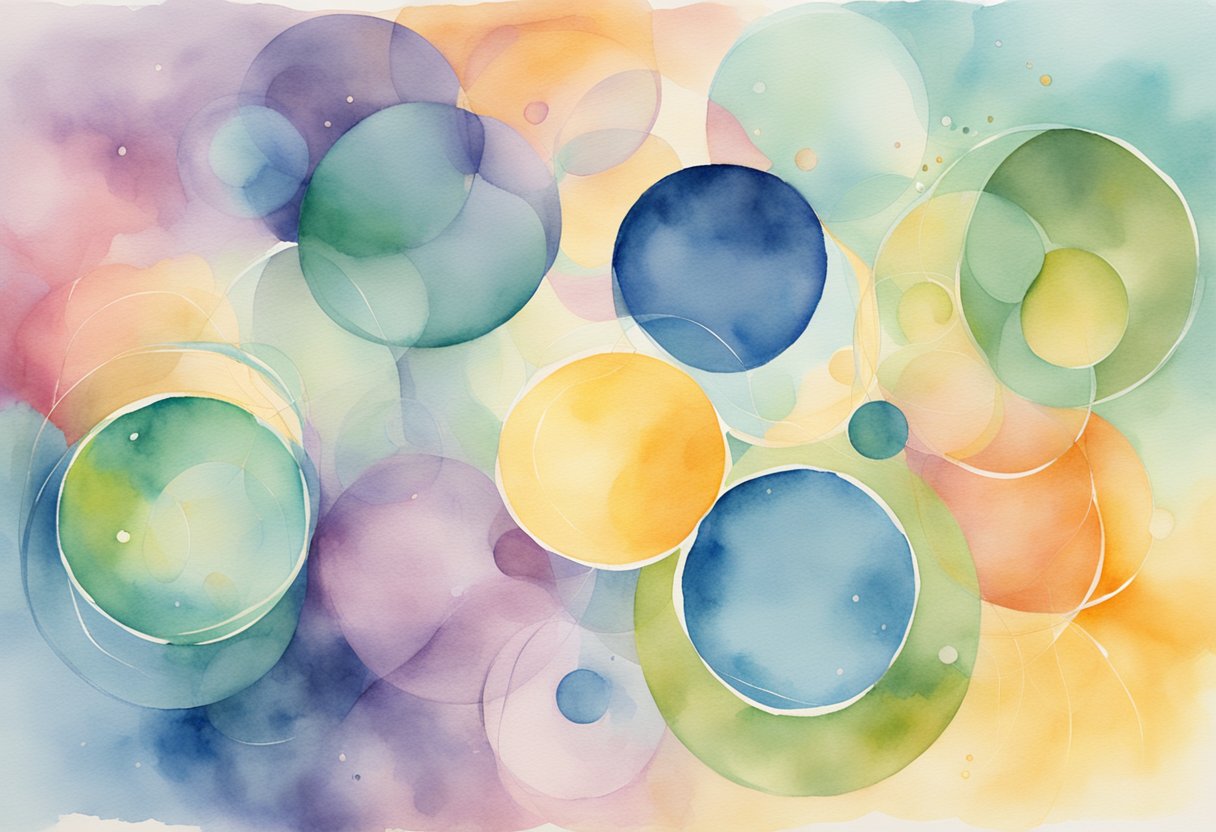 A digital watercolor of multiple circles