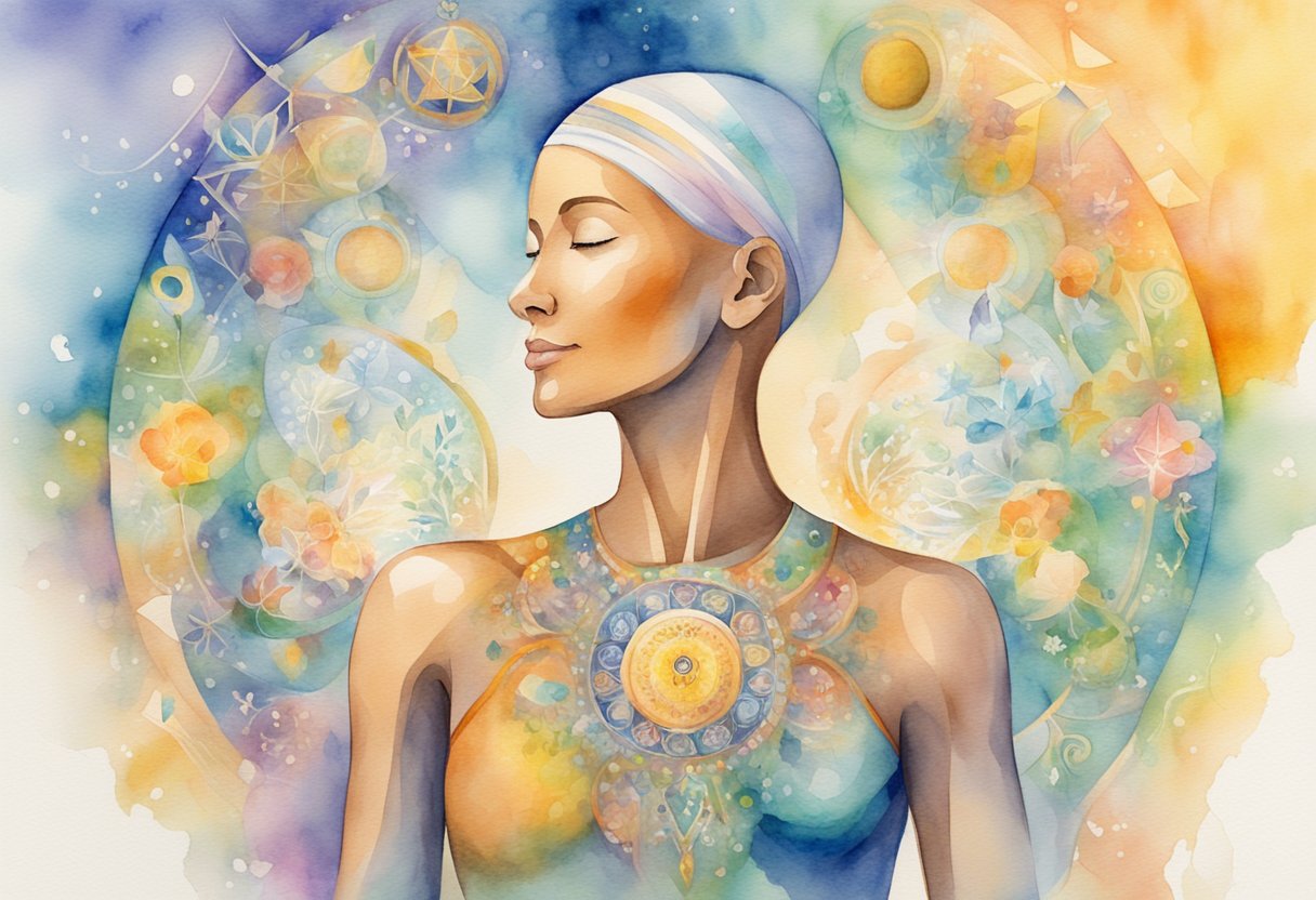 A digital watercolor of a woman feeling confident