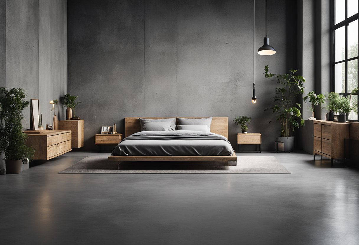 minimalistische industriele slaapkamer