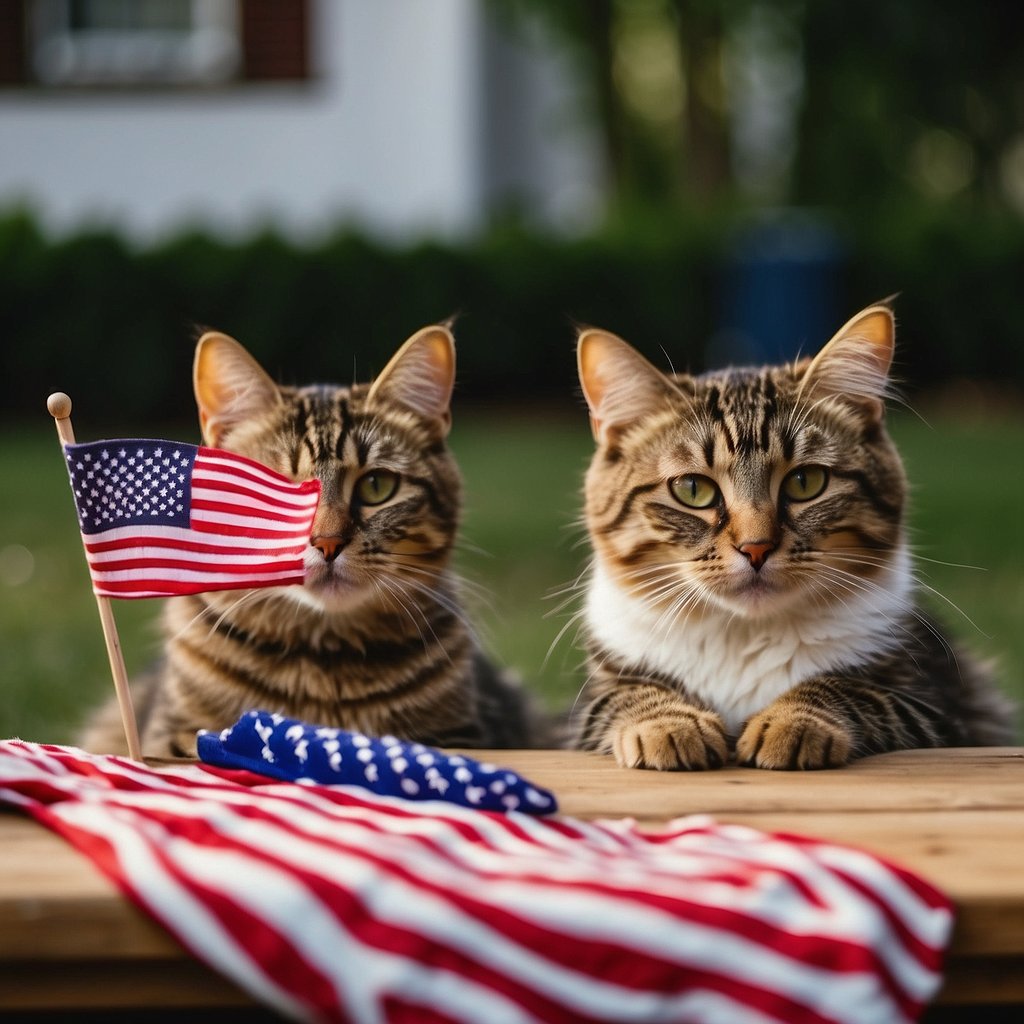 4th of July Cats with flags