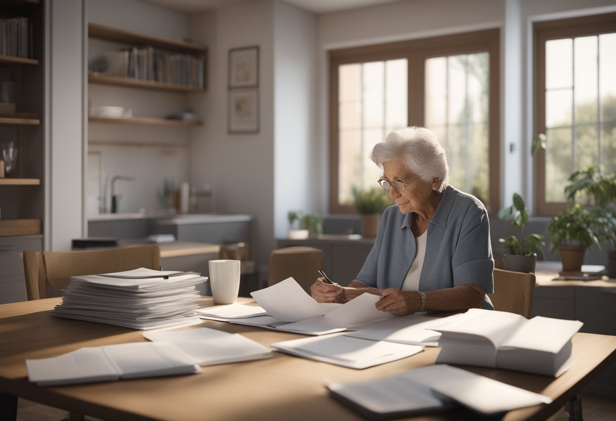 elderly woman working from home