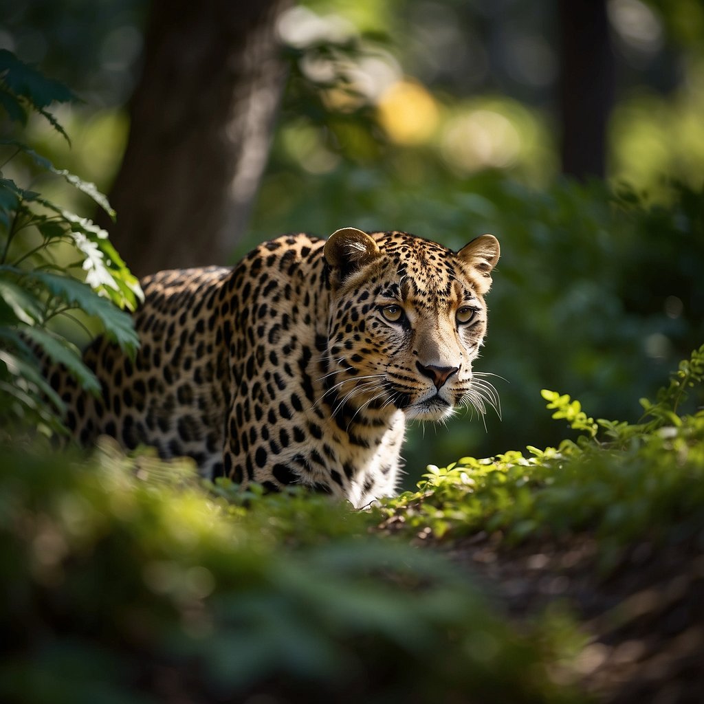Leopard camouflage in the forest