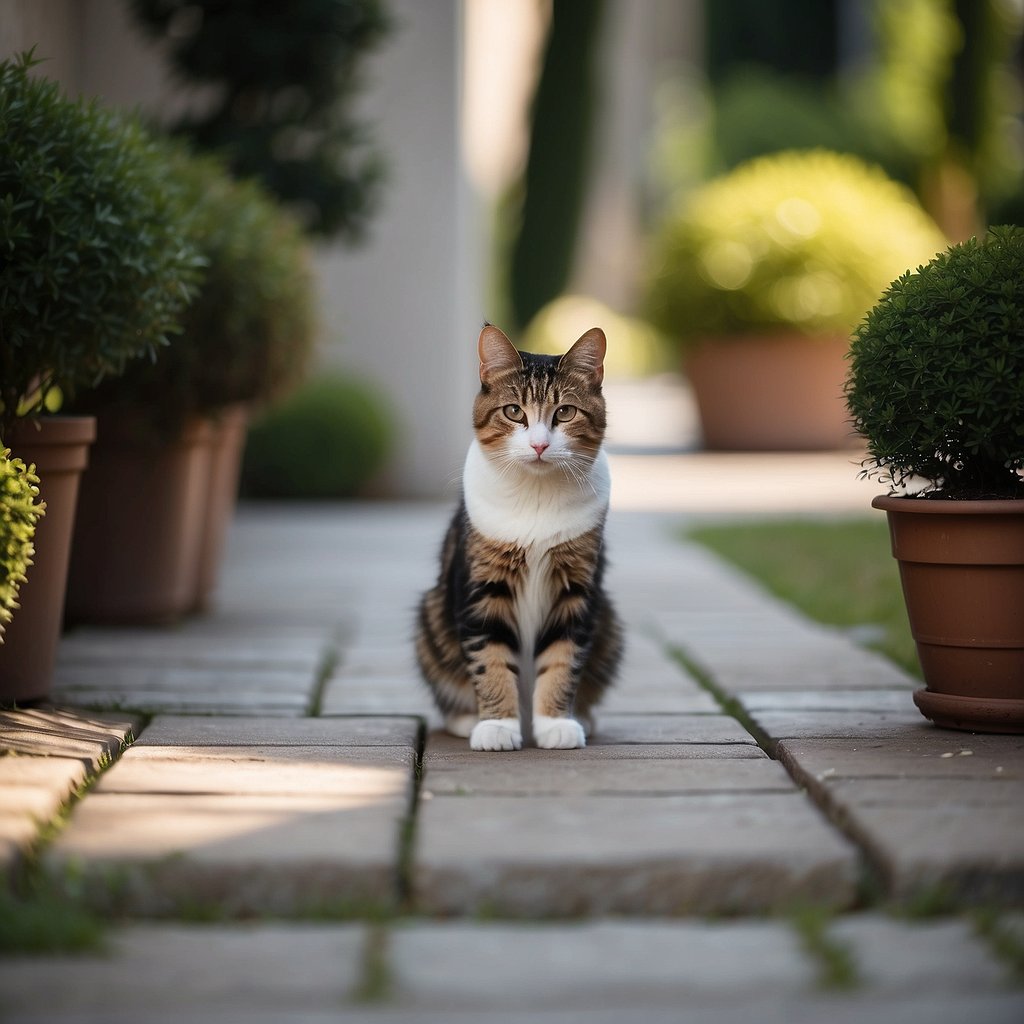 cat on sidewalk